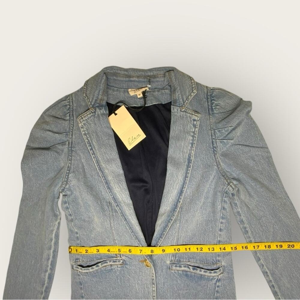 NWT | Elan | Puff Sleeve Denim Jacket | Blue | Medium - Picture 11 of 13